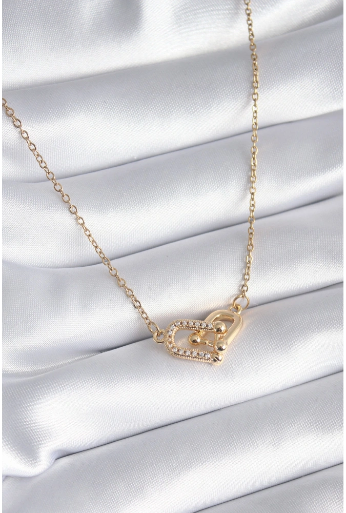 Shoecide 316l Çelik Gold Renk Zirkon Taşlı Model Kadın Kolye