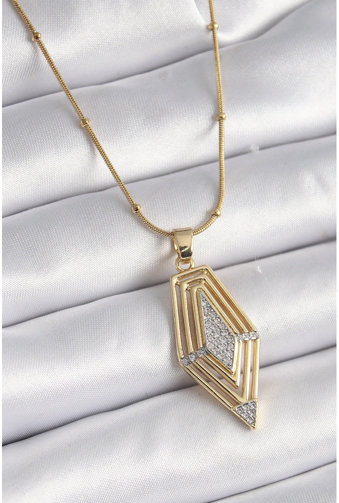 Shoecide 316l Çelik Gold Renk Zirkon Taşlı Vintage Model Kadın Kolye