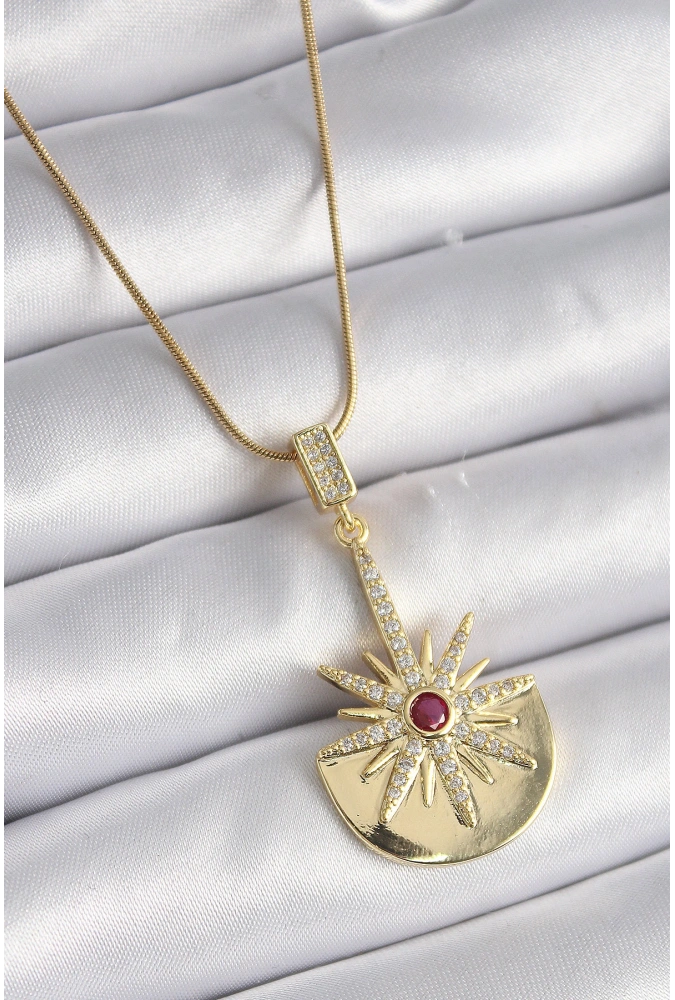 Shoecide 316l Çelik Gold Renk Zirkon Taşlı Yıldız Model Kadın Kolye