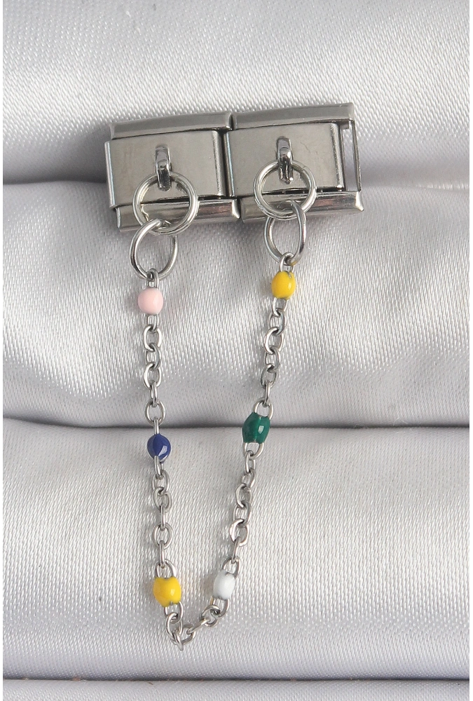 Shoecide 316l Çelik Gümüş Renk 2li Sallantı Zincir Model Nomination Charm