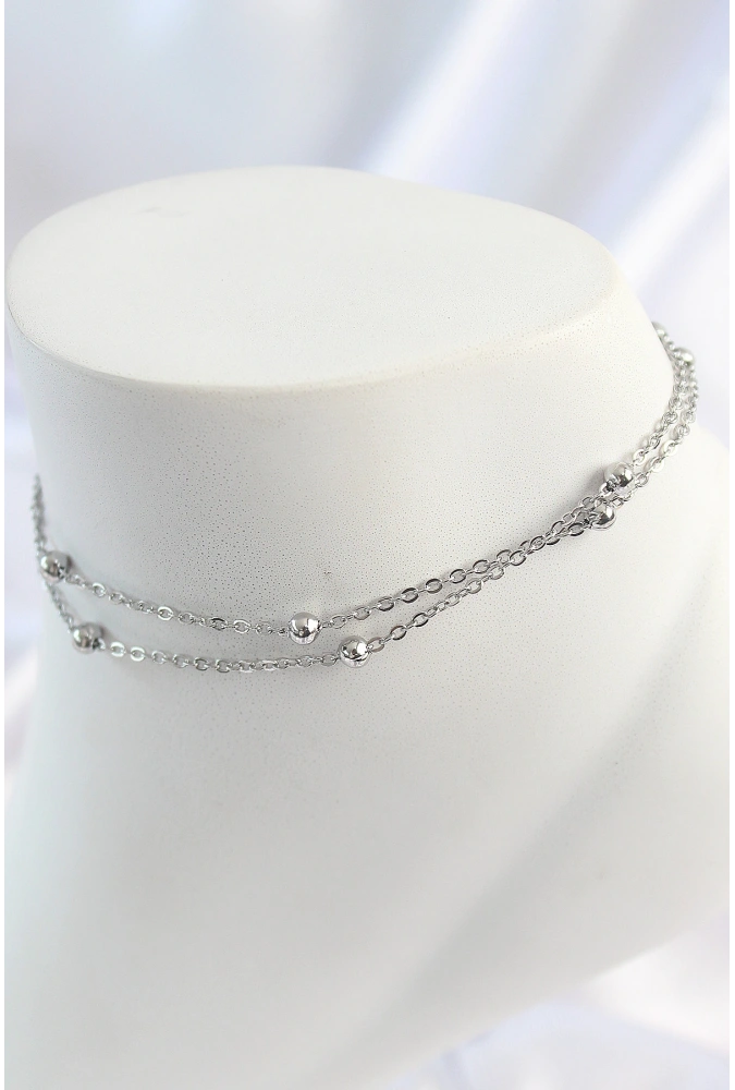 Shoecide 316l Çelik Gümüş Renk 2li Topçuk Detay Zincir Model Kadın Halhal