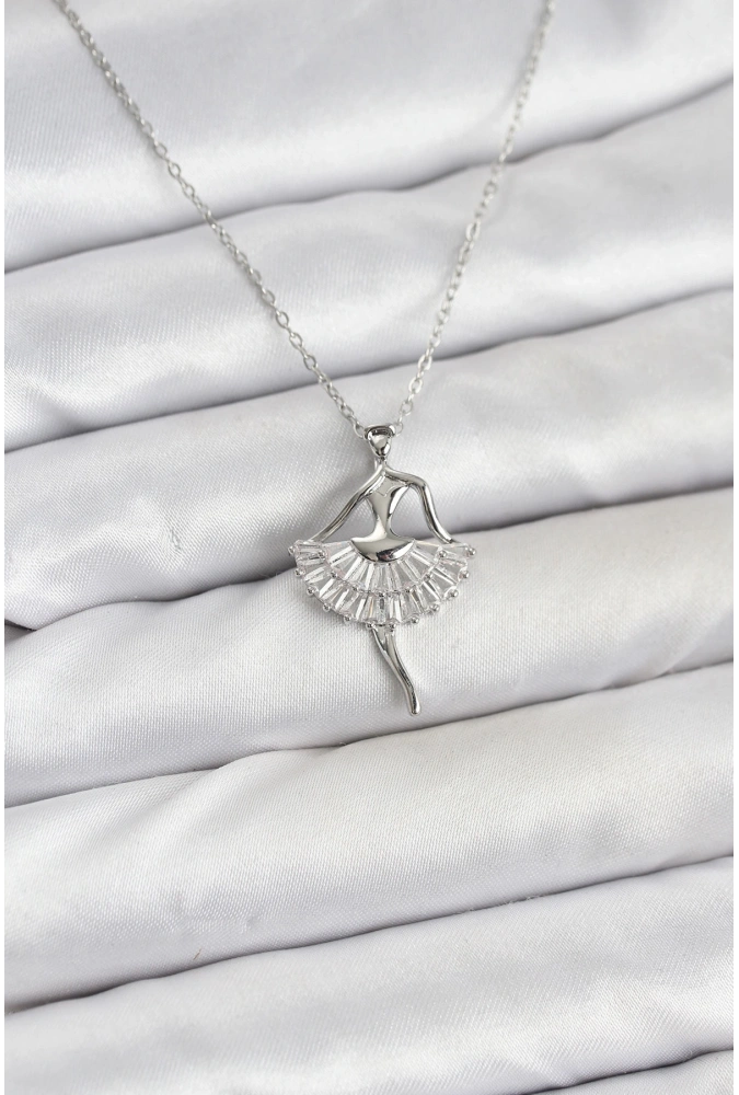 Shoecide 316l Çelik Gümüş Renk Balerin Model Kadın Kolye