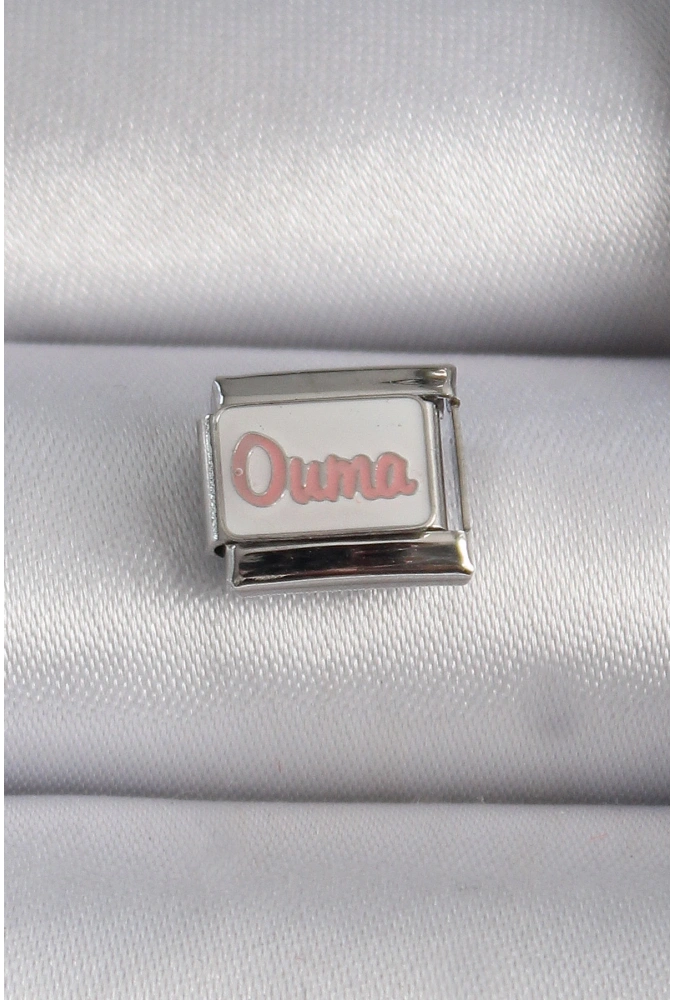 Shoecide 316l Çelik Gümüş Renk Beyaz Pembe Ouma İşlemeli Nomination Charm