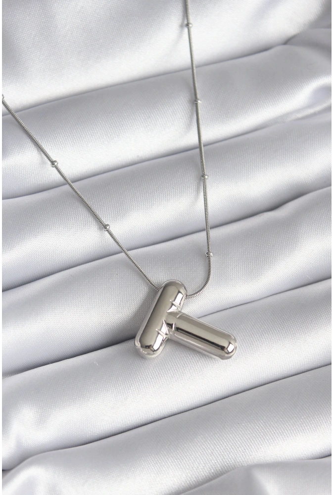 Shoecide 316l Çelik Gümüş Renk Bubble t Harf Model Kadın Kolye