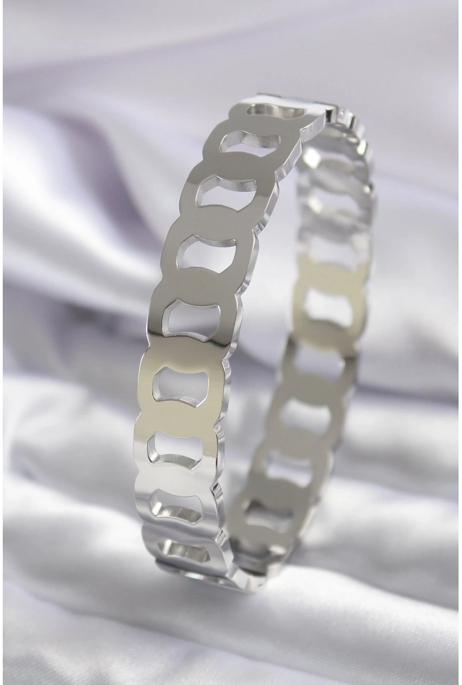 Shoecide 316l Çelik Gümüş Renk Geçme Halka Model Kadın Kelepçe