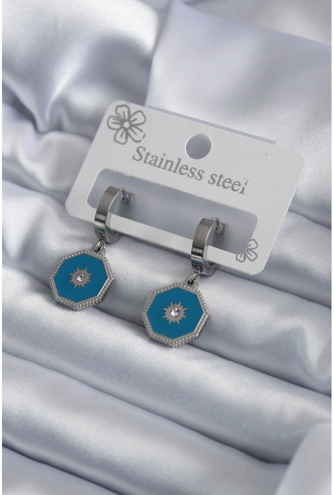 Shoecide 316l Çelik Gümüş Renk Geometrik Model Zirkon Taş Detay Kadın Küpe