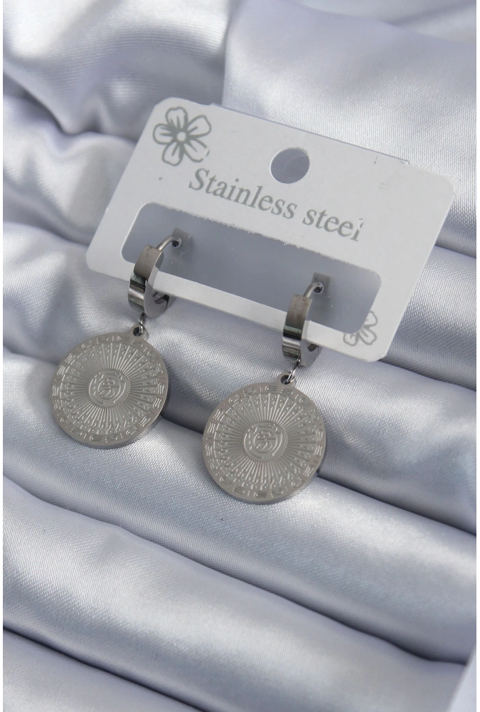 Shoecide 316l Çelik Gümüş Renk İşleme Detay Kadın Küpe