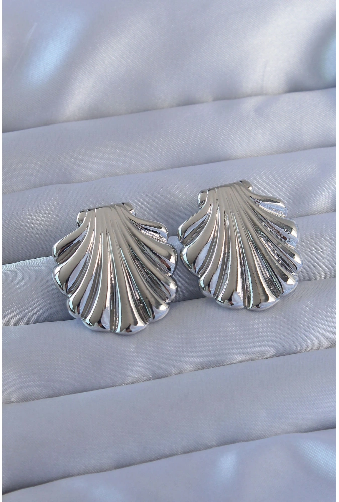 Shoecide 316l Çelik Gümüş Renk İstiridye Model Küpe