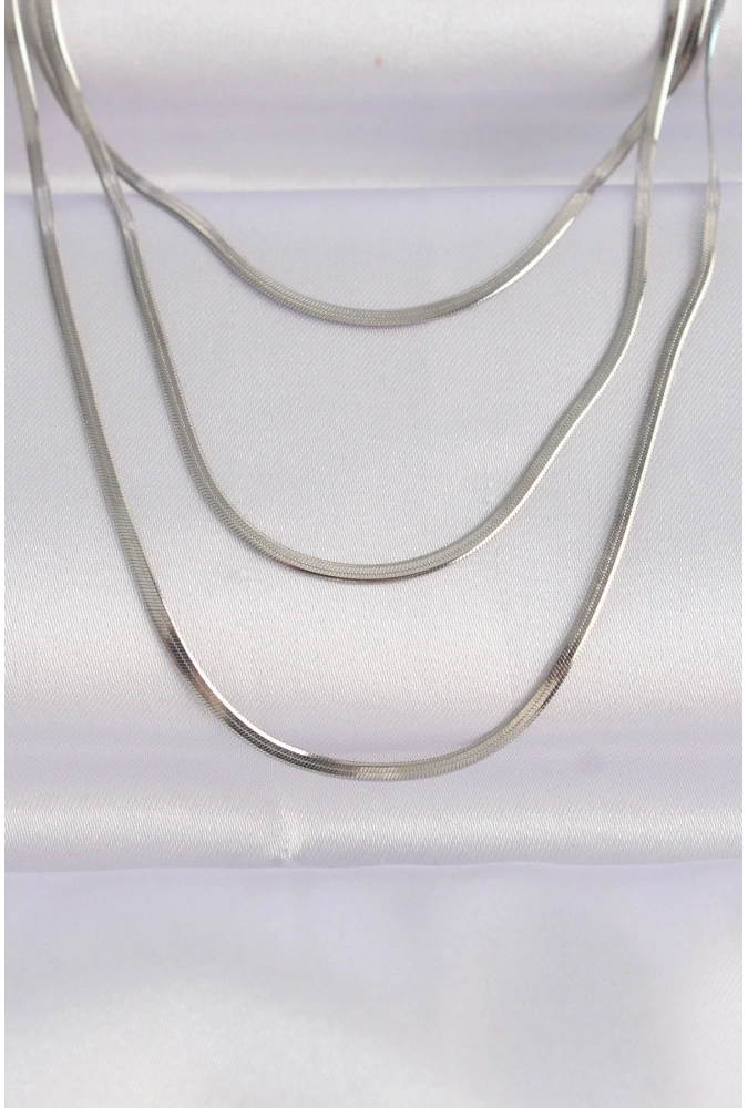 Shoecide 316l Çelik Gümüş Renk İtalyan Zincir Çoklu Kolye