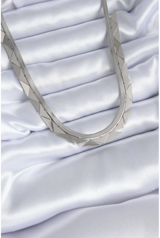 Shoecide 316l Çelik Gümüş Renk İtalyan Zincir Üçgen Model Kadın Kolye