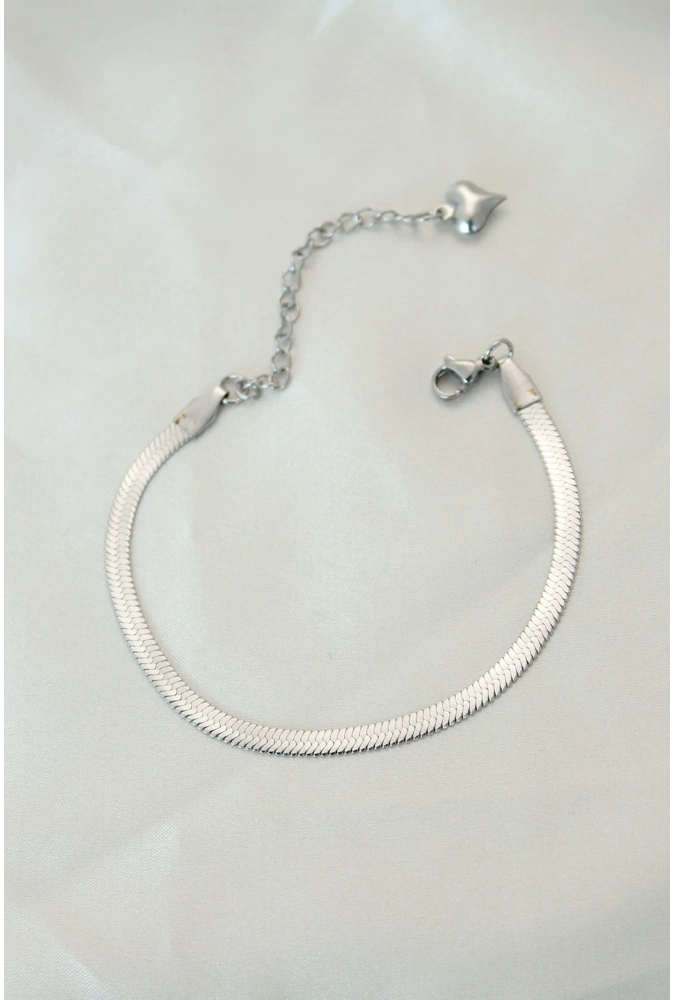 Shoecide 316l Çelik Gümüş Renk İtalyan Zincirli Bileklik