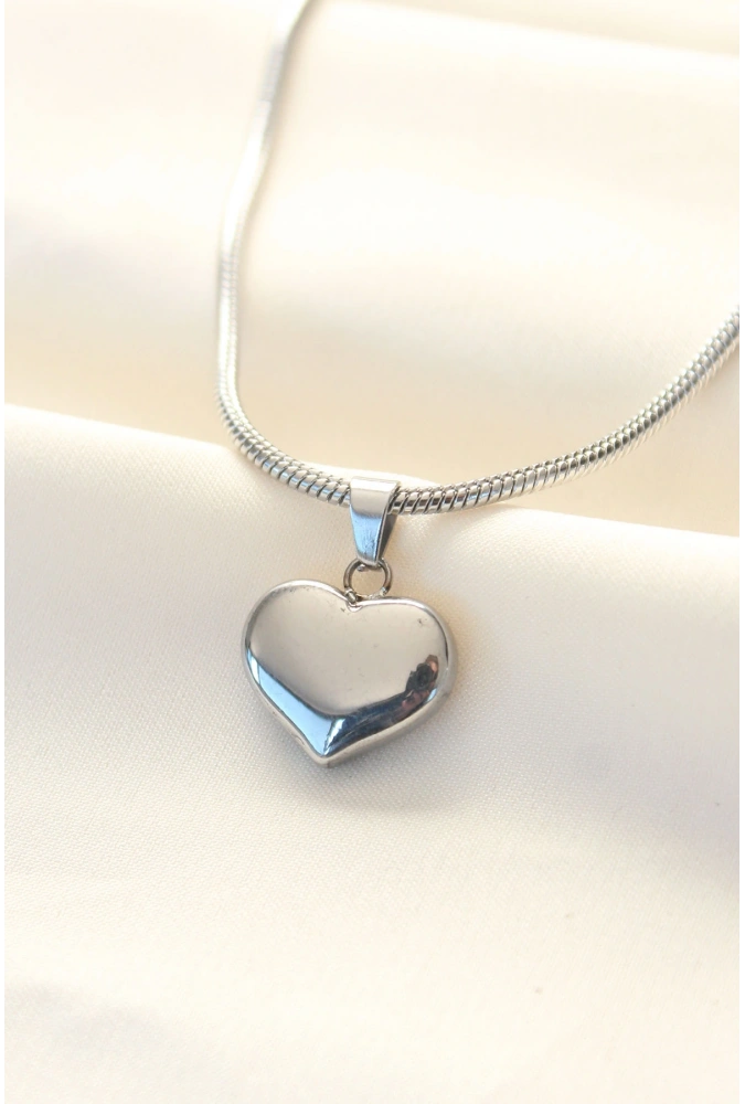 Shoecide 316l Çelik Gümüş Renk Kalp Kolye