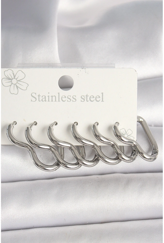 Shoecide 316l Çelik Gümüş Renk Kalp Model Kadın Küpe Seti