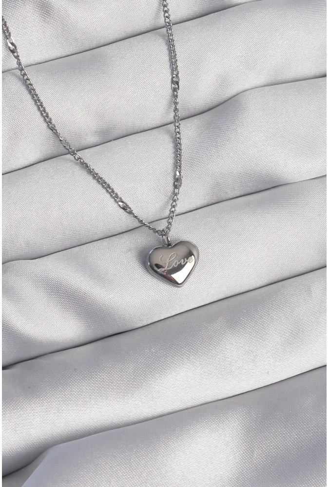 Shoecide 316l Çelik Gümüş Renk Kalp Model Love Kolye