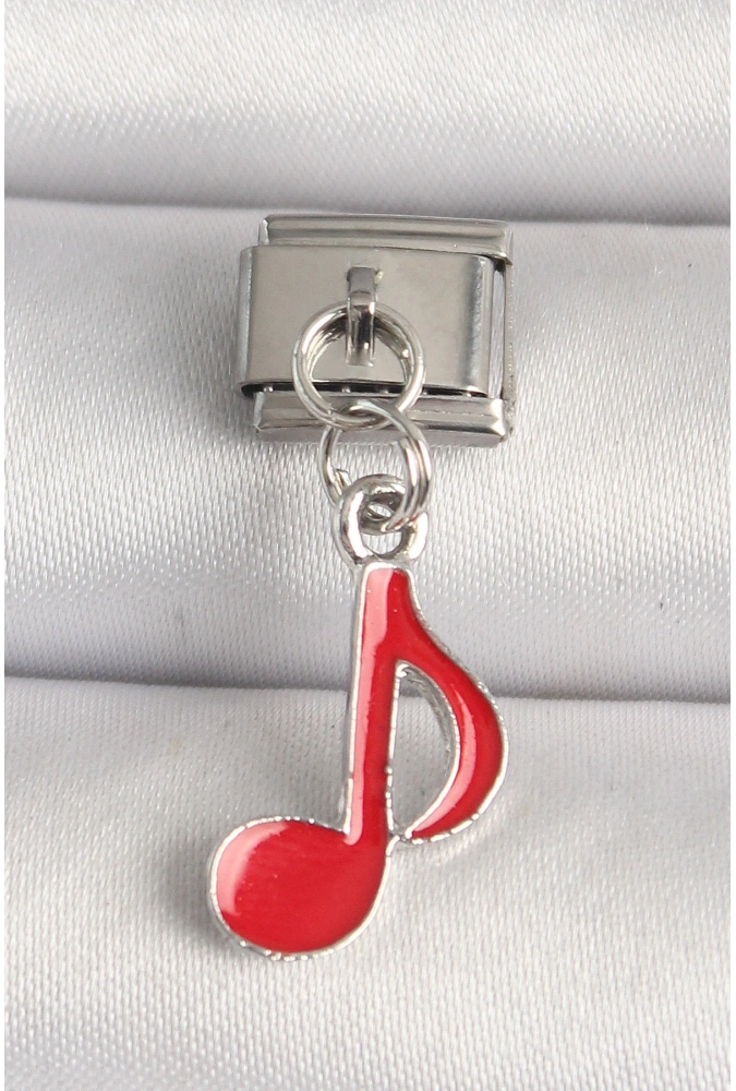 Shoecide 316l Çelik Gümüş Renk Kırmızı Müzik Nota Model Nomination Charm