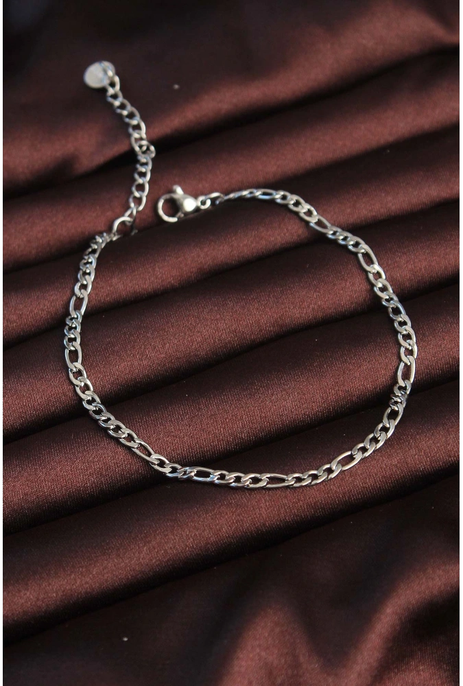 Shoecide 316l Çelik Gümüş Renk Kuş Gözü Erkek Zincir Bileklik