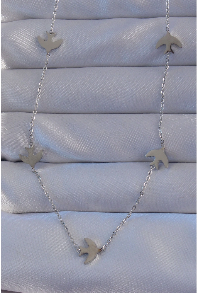 Shoecide 316l Çelik Gümüş Renk Kuş Model Kolye