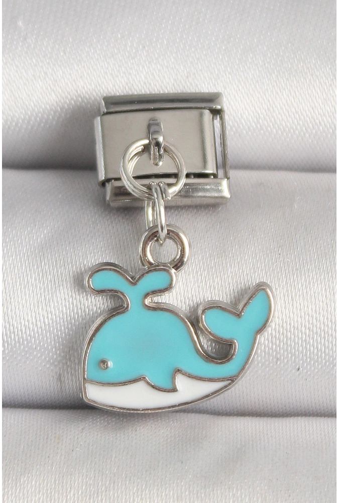 Shoecide 316l Çelik Gümüş Renk Mavi Balina Model Nomination Charm