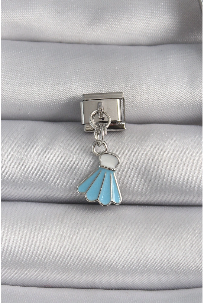 Shoecide 316l Çelik Gümüş Renk Mavi Renk Sallantı Elbise Model Nomination Charm