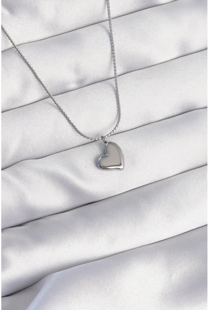 Shoecide 316l Çelik Gümüş Renk Minimal Kalp Tasarımlı Kolye