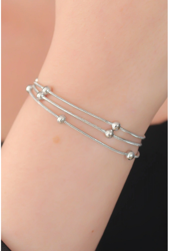 Shoecide 316l Çelik Gümüş Renk Minimal Top Figür Kadın Bileklik