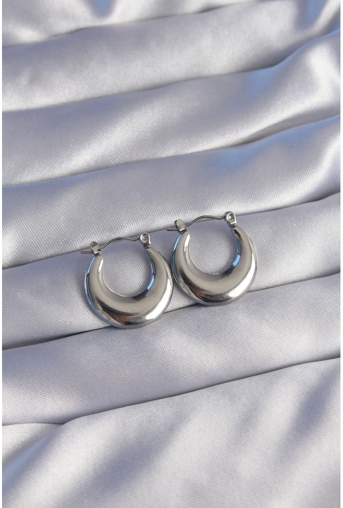 Shoecide 316l Çelik Gümüş Renk Oval Ayna Model Küpe