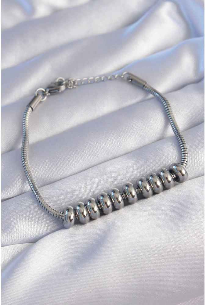 Shoecide 316l Çelik Gümüş Renk Oval Figürlü Bileklik