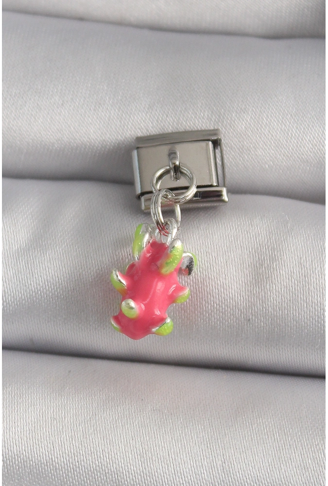 Shoecide 316l Çelik Gümüş Renk Sallantı Ejder Meyvesi Model Nomination Charm