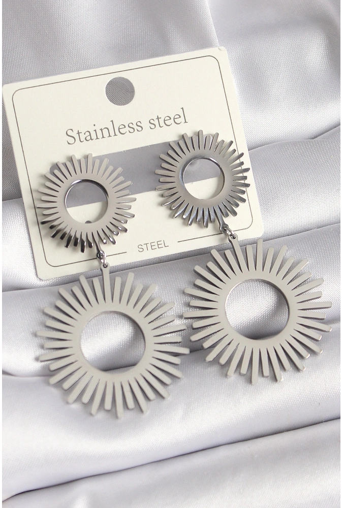 Shoecide 316l Çelik Gümüş Renk Sallantı Güneş Model Kadın Küpe