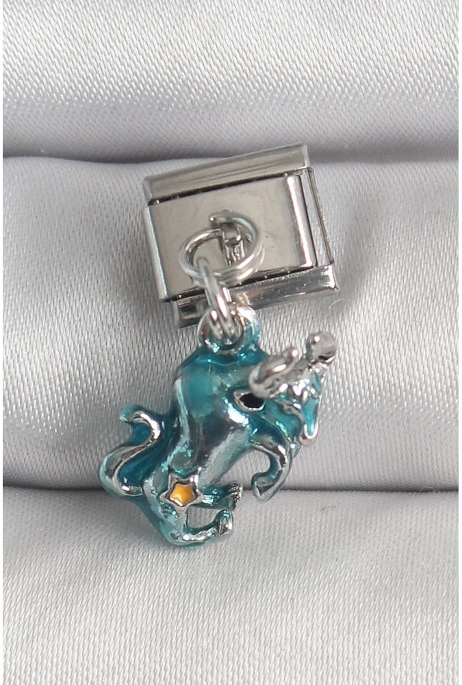 Shoecide 316l Çelik Gümüş Renk Sallantı Mavi Boğa Model Nomination Charm