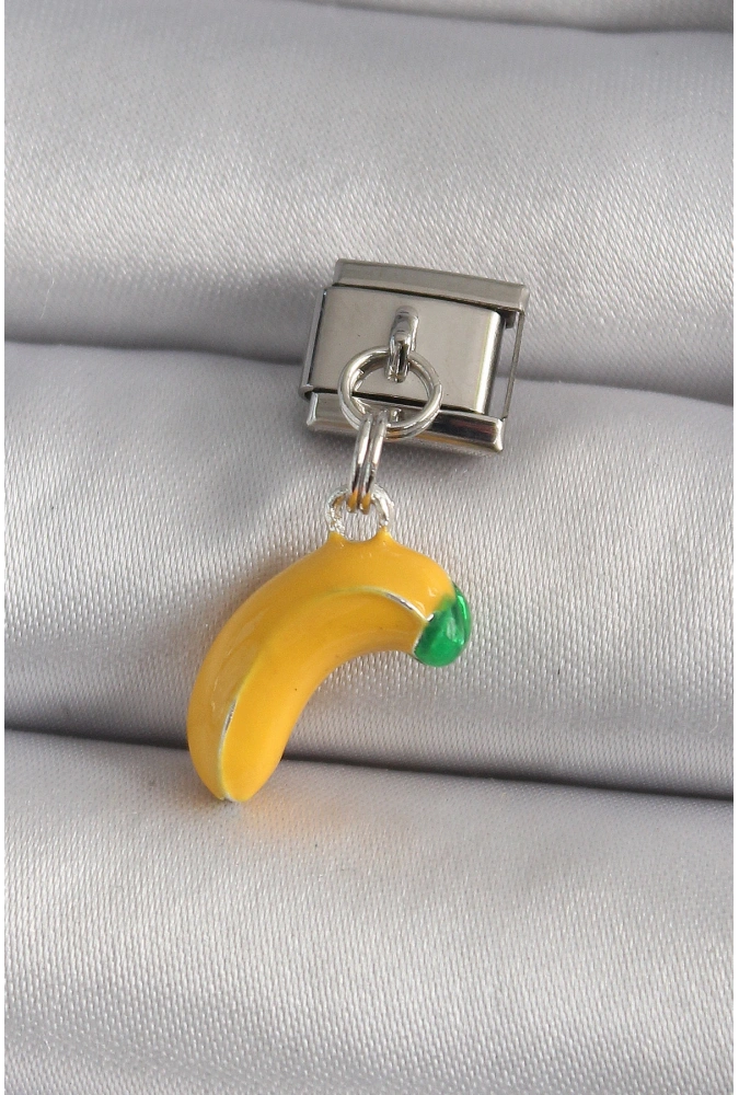 Shoecide 316l Çelik Gümüş Renk Sallantı Muz Model Nomination Charm