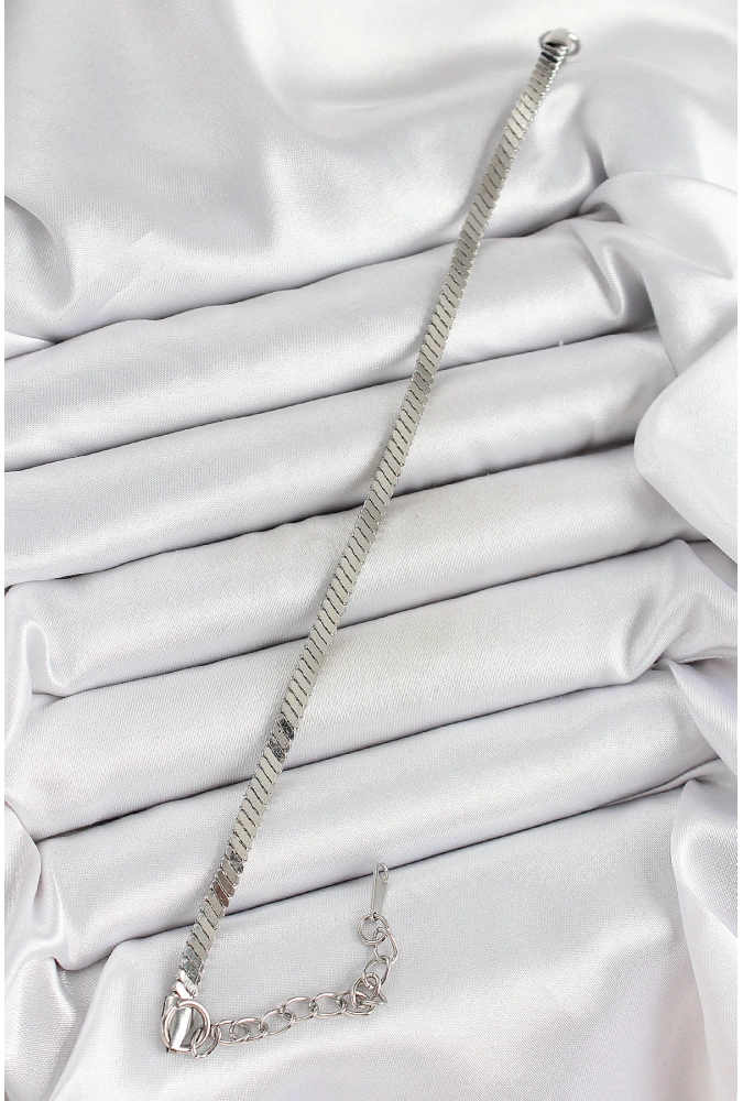 Shoecide 316l Çelik Gümüş Renk Yassı Zincir Model Kadın Bileklik