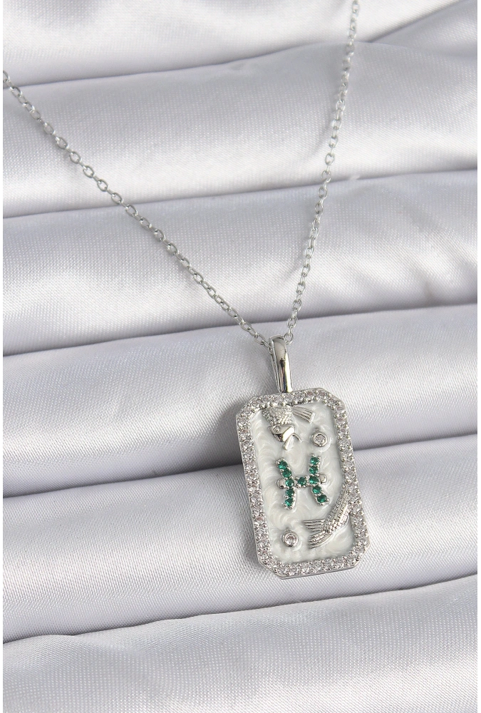 Shoecide 316l Çelik Gümüş Renk Zincir Balık Burcu Zirkon Taşlı Kadın Kolye