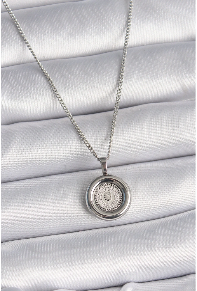 Shoecide 316l Çelik Gümüş Renk Zincir Gümüş Renk Altın Model Kadın Kolye