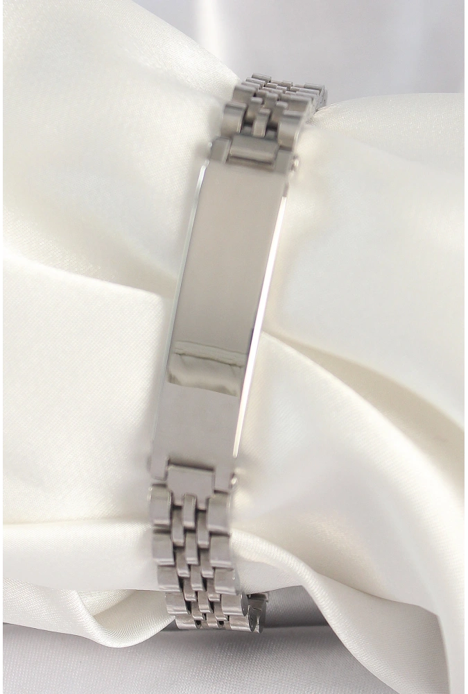 Shoecide 316l Çelik Gümüş Renk Zincir Künye Model Erkek Bileklik