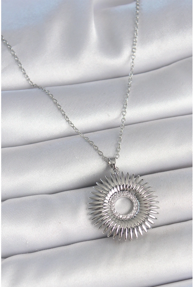 Shoecide 316l Çelik Gümüş Renk Zincir Zirkon Taşlı Nova Yıldız Model Kadın Kolye