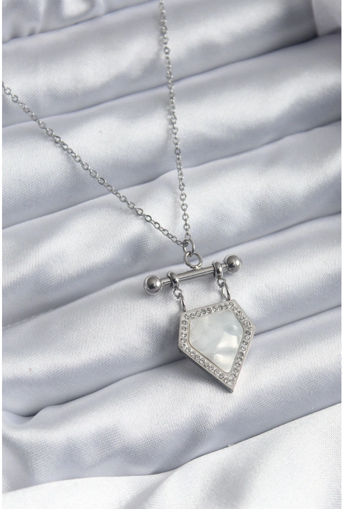 Shoecide 316l Çelik Gümüş Renk Zirkon Taş Detay Kadın Kolye