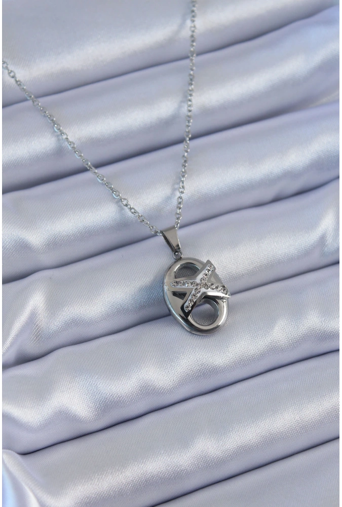 Shoecide 316l Çelik Gümüş Renk Zirkon Taşlı Kadın Kolye