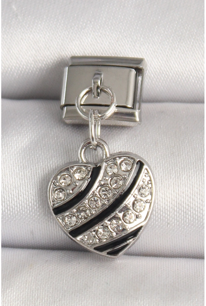 Shoecide 316l Çelik Gümüş Renk Zirkon Taşlı Kalp Model Nomination Charm