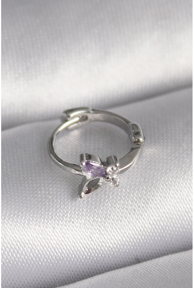 Shoecide 316l Çelik Gümüş Renk Zirkon Taşlı Kelebek Model Tragus Piercing