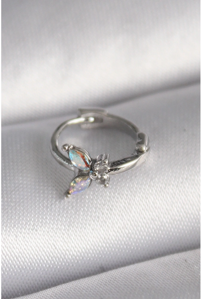 Shoecide 316l Çelik Gümüş Renk Zirkon Taşlı Kelebek Model Tragus Piercing