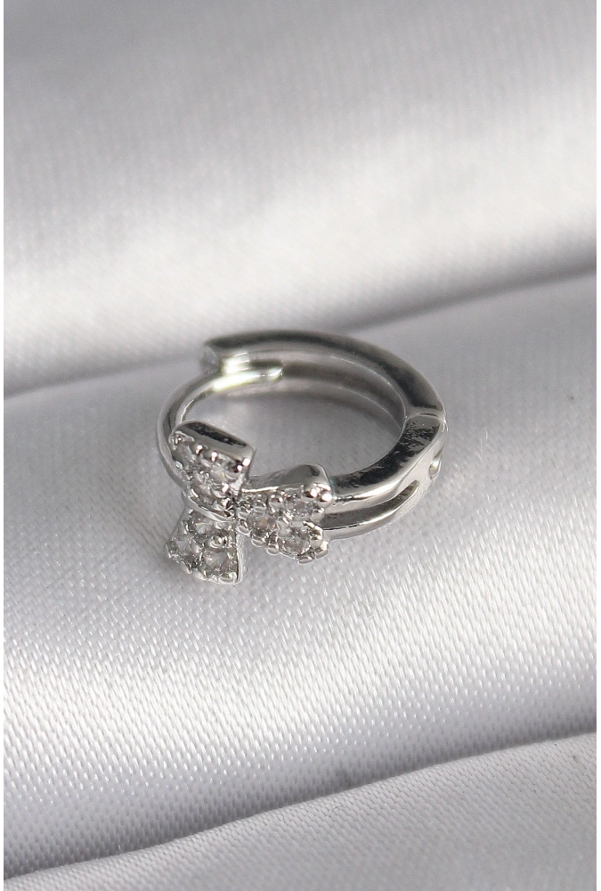 Shoecide 316l Çelik Gümüş Renk Zirkon Taşlı Kurdele Model Tragus Piercing