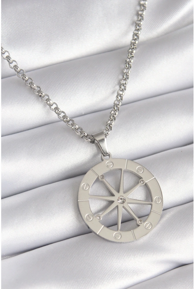 Shoecide 316l Çelik Gümüş Renk Zirkon Taşlı Rüya Kapanı Model İşeme Detay Kadın Kolye