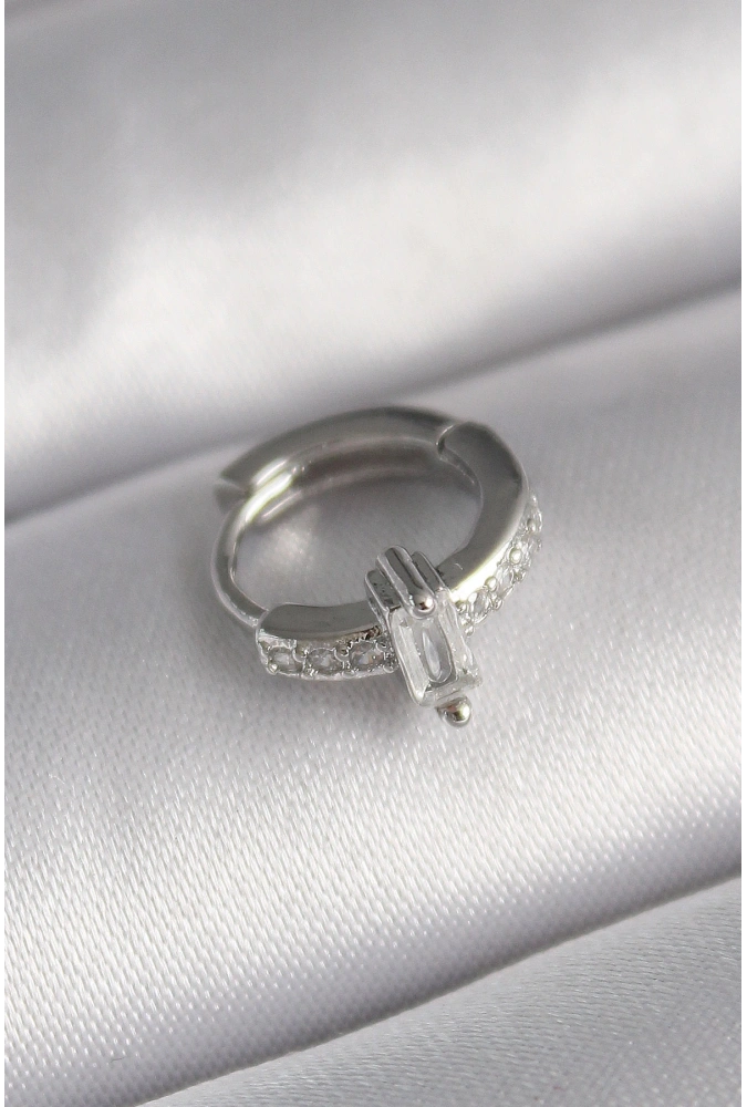 Shoecide 316l Çelik Gümüş Renk Zirkon Taşlı Tragus Piercing