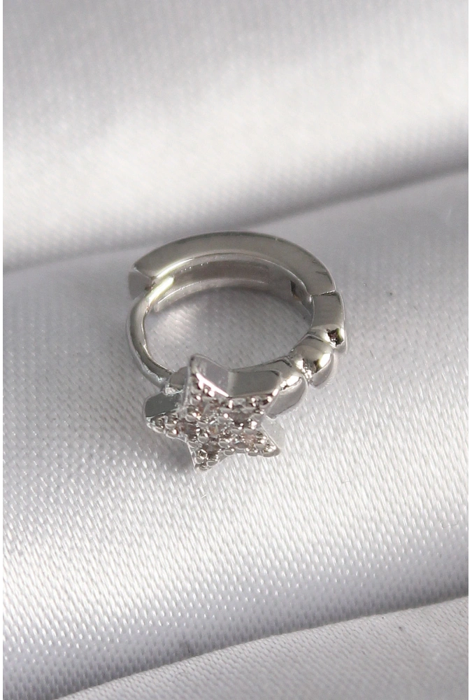 Shoecide 316l Çelik Gümüş Renk Zirkon Taşlı Yıldız Model Tragus Piercing