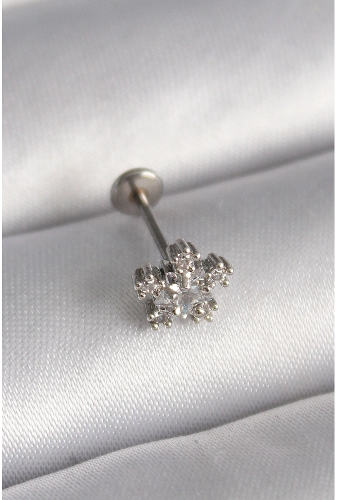 Shoecide 316l Çelik Gümüş Renk Zirkon Taşlı Yıldız Model Tragus Piercing