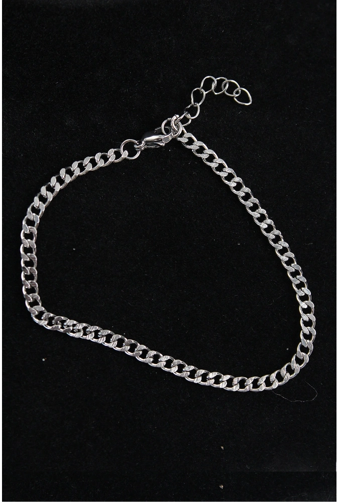 Shoecide 316l Çelik İnce Klasik Model Gümüş Renk Erkek Bileklik