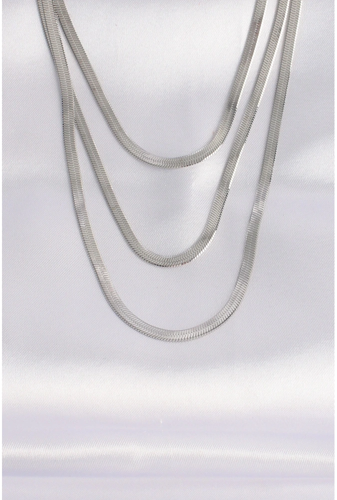 Shoecide 316l Çelik İtalyan Zincir Gümüş Renk Çoklu Kolye