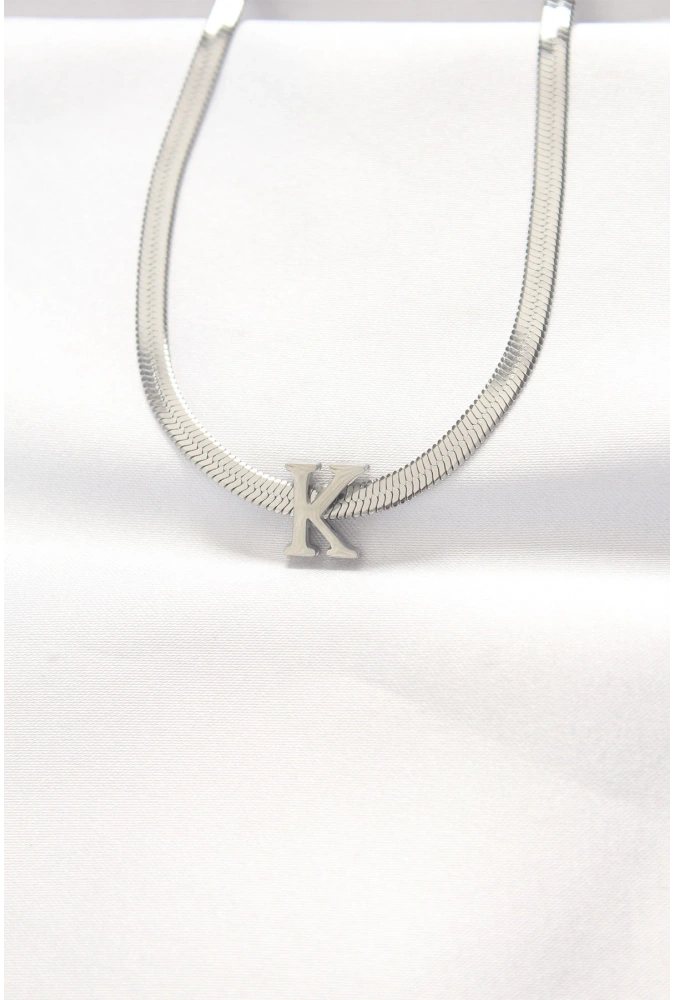 Shoecide 316l Çelik K Harfli Silver Renk İtalyan Zincirli Kolye