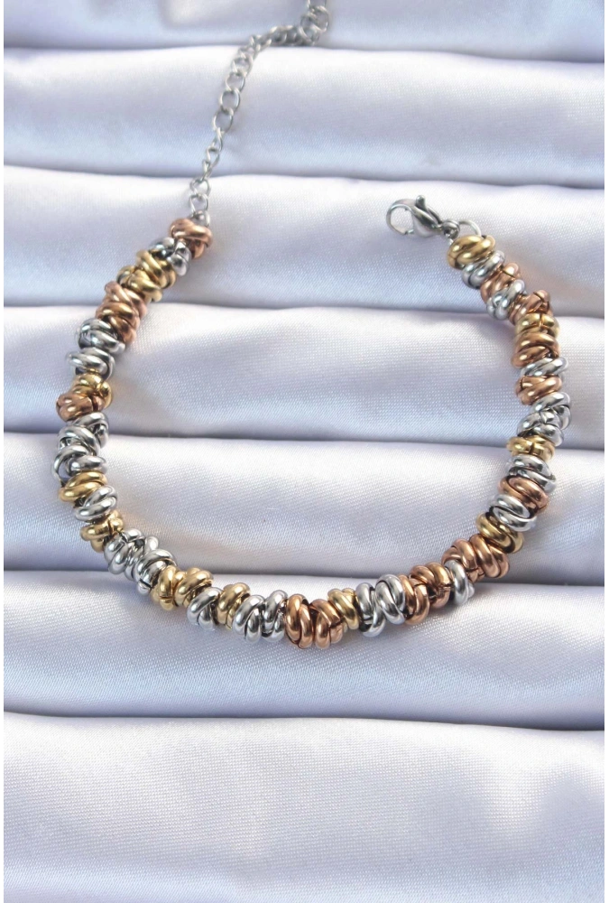 Shoecide 316l Çelik Karışık Renkli İç İçi Geçmeli Bombeli Bileklik